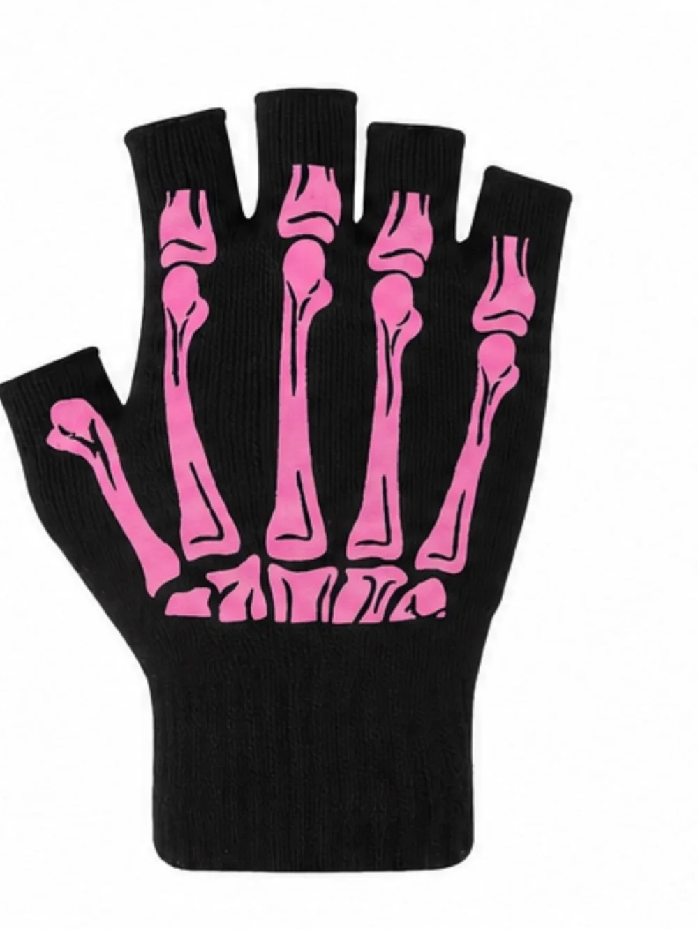 Skeleton Bone Glove Fingerless Mittens New